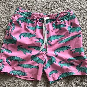 Chubbies Pink Shorts with Green Alligator Design